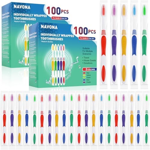 Paquete de 100 Cepillos de Dientes Premium Navona, Desechables, para Niños, con Cerdas Suaves Medias, Mango Ergonómico, Perfectos para Viajes y - imagen 8