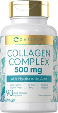 Píldoras de Colágeno Carlyle con Ácido Hialurónico | 500mg | 90 Cápsulas | Colágeno Hidrolizado Tipo 1 y 3 | Suplemento Sin OGM y Sin Gluten - imagen 1