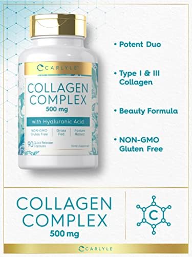 Píldoras de Colágeno Carlyle con Ácido Hialurónico | 500mg | 90 Cápsulas | Colágeno Hidrolizado Tipo 1 y 3 | Suplemento Sin OGM y Sin Gluten - imagen 3