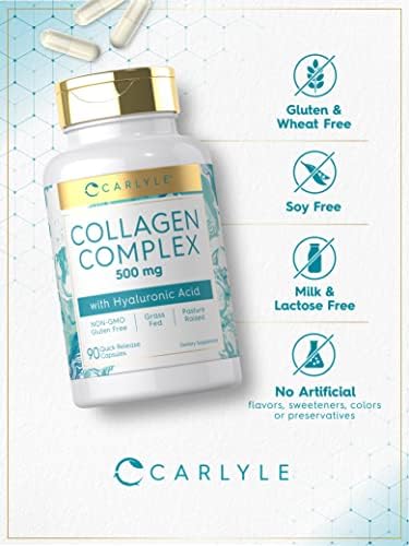 Píldoras de Colágeno Carlyle con Ácido Hialurónico | 500mg | 90 Cápsulas | Colágeno Hidrolizado Tipo 1 y 3 | Suplemento Sin OGM y Sin Gluten - imagen 4