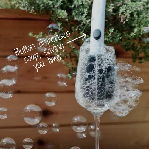 Simply Unwined | The WINE Brush – Esponja de limpieza para copas de vino con dispensador de jabón y cabeza reemplazable, limpia el borde y el tazón. - imagen 2