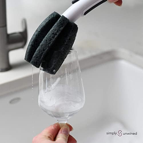Simply Unwined | The WINE Brush – Esponja de limpieza para copas de vino con dispensador de jabón y cabeza reemplazable, limpia el borde y el tazón. - imagen 5