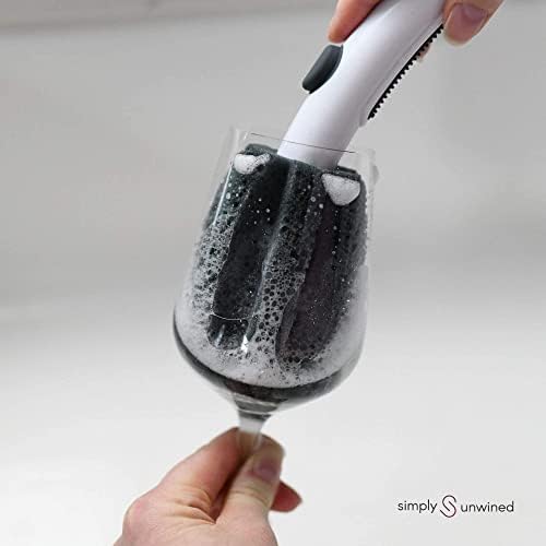 Simply Unwined | The WINE Brush – Esponja de limpieza para copas de vino con dispensador de jabón y cabeza reemplazable, limpia el borde y el tazón. - imagen 8