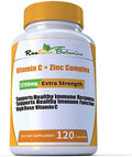 RaeSun Botanics Complejo de Vitamina C + Zinc Alta Dosis 1200mg para Soporte Inmunológico, 120 Cápsulas Veganas, Sin Gluten, No OGM, Suministro de 2 - imagen 1