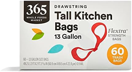 Bolsas de Basura de Cocina Altas con Cuerda 365 by Whole Foods Market, 13 Galones, Paquete de 60 - imagen 1