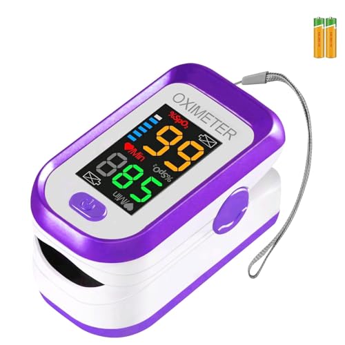 Oxímetro de Pulso de Dedo, Oxímetro con Pantalla LED Grande, Incluye Lanyard y Batería AAA (Morado) - imagen 1