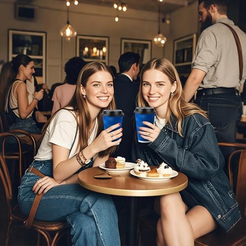 Ginkgo 60 Tazas Desechables de 12 oz con Tapa, Tazas de Papel Aisladas de Doble Pared, Resistentes a Filtraciones para Bebidas Calientes - imagen 6