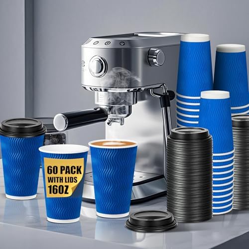 Ginkgo 60 Tazas Desechables de 12 oz con Tapa, Tazas de Papel Aisladas de Doble Pared, Resistentes a Filtraciones para Bebidas Calientes - imagen 7