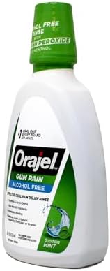 Enjuague Bucal Medicado Orajel 2X para Alivio del Dolor de Encías, Sin Alcohol, con Peróxido de Hidrógeno 1.5% y Mentol, Menta Suave, 16 fl oz - imagen 3