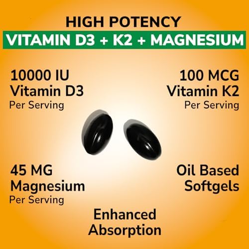Suplemento de Vitamina D3 K2 + Magnesio Vitalibre, 10000 UI de Vitamina D3 y 100 mcg de K2, con Glicinato de Magnesio, Apoyo para Huesos, Dientes, - imagen 6