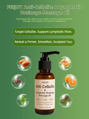 Aceite Corporal y Aceite de Masaje, Aceite Reafirmante para Celulitis, Drenaje Linfático, Tensado de Piel y Estrías, Ideal para Masajes en Piernas, - imagen 2