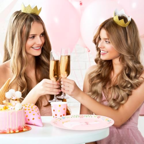 Platos Desechables FYSUIMU Silly Goose de 9 Pulgadas con Diseño Floral y Lazo Rosa, 40 Piezas para Fiestas de Cumpleaños y Baby Shower - imagen 5