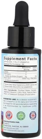 Vitamatic Vitamina B12 Líquida de Acción Rápida – 5000 mcg Methylcobalamin – Sabor Natural a Baya – Fórmula Sublingual para Mejor Absorción – 2 fl oz - imagen 2