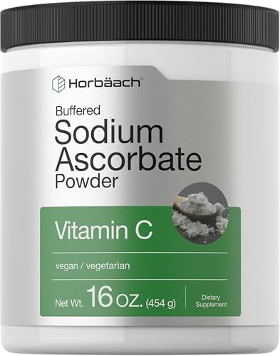 Horbäach Polvo de Ascorbato de Sodio | 16 oz | Vitamina C Acondicionada | Suplemento Vegano, No Transgénico y Libre de Gluten - imagen 1
