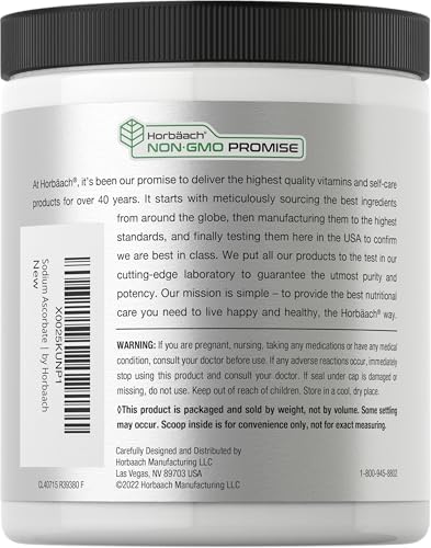 Horbäach Polvo de Ascorbato de Sodio | 16 oz | Vitamina C Acondicionada | Suplemento Vegano, No Transgénico y Libre de Gluten - imagen 3