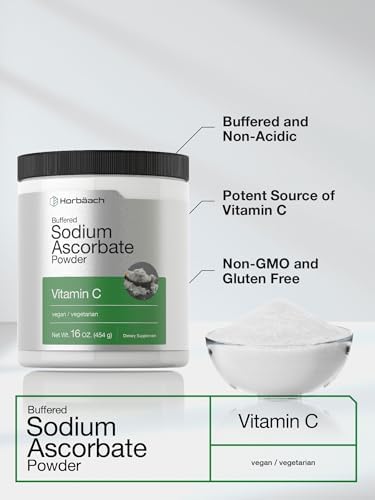Horbäach Polvo de Ascorbato de Sodio | 16 oz | Vitamina C Acondicionada | Suplemento Vegano, No Transgénico y Libre de Gluten - imagen 4