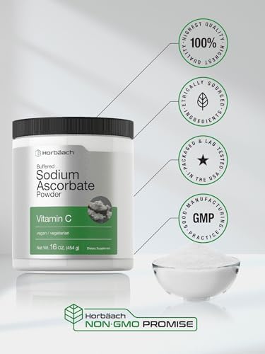 Horbäach Polvo de Ascorbato de Sodio | 16 oz | Vitamina C Acondicionada | Suplemento Vegano, No Transgénico y Libre de Gluten - imagen 6