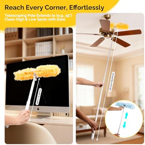 AIDELY Mango Extensible de 6 Pies con 20 Recambios, Kit de Inicio Pesado Compatible con Swiffer, Paños Desechables de Microfibra para Limpiar Techos, - imagen 2