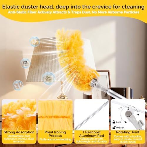 AIDELY Mango Extensible de 6 Pies con 20 Recambios, Kit de Inicio Pesado Compatible con Swiffer, Paños Desechables de Microfibra para Limpiar Techos, - imagen 3
