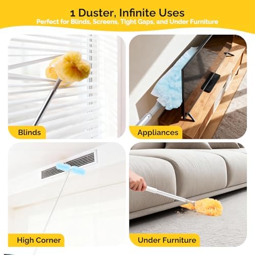 AIDELY Mango Extensible de 6 Pies con 20 Recambios, Kit de Inicio Pesado Compatible con Swiffer, Paños Desechables de Microfibra para Limpiar Techos, - imagen 4