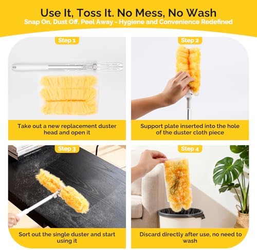 AIDELY Mango Extensible de 6 Pies con 20 Recambios, Kit de Inicio Pesado Compatible con Swiffer, Paños Desechables de Microfibra para Limpiar Techos, - imagen 5