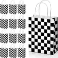 Bolsitas de Regalo Gersoniel de 24 Piezas con Diseño a Cuadros en Blanco y Negro para Fiesta de Carreras, Bolsas de Papel Kraft para Dulces y - imagen 1