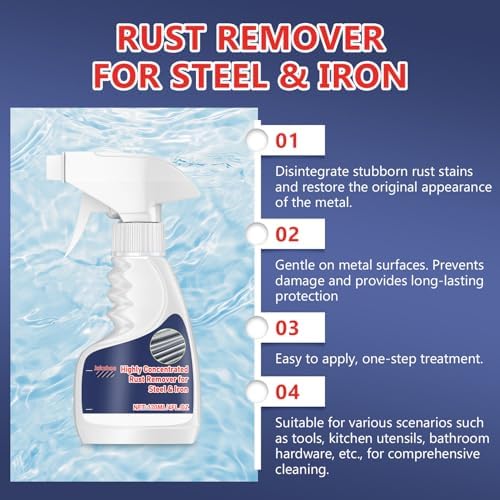 Enterlent Removedor de Óxido Pesado para Metal, Spray Multiusos, Limpiador de Acero Inoxidable, Potente Eliminador de Óxido, Convertidor de Óxido - imagen 3