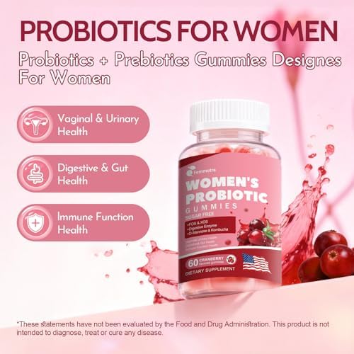 Femmetra 18 en 1 Probióticos para Mujeres con Prebióticos - 200 Mil Millones CFU con Enzimas Digestivas, Arándano, Kombucha - Gomas Vaginales Sin - imagen 2