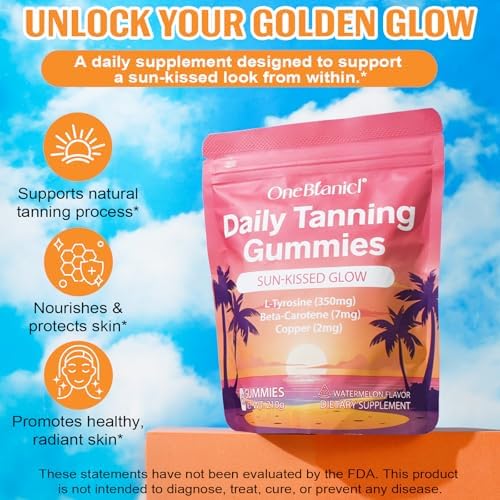 Gomitas Bronceadoras Diarias EIFTG - Brillo Natural Sin Sol - Con L-Tirosina y Beta-Caroteno para Mejorar el Bronceado, Cuidar y Proteger la Piel, - imagen 2