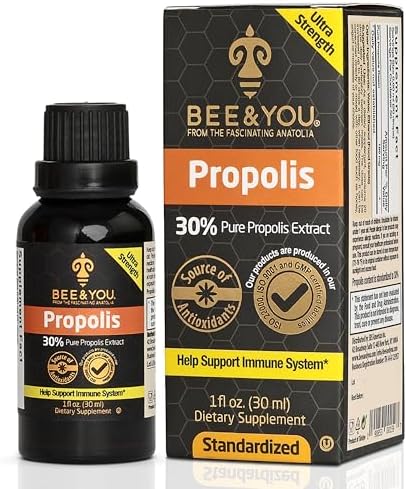 Extracto Líquido de Propóleos Bee and You, 30% Propóleos, Ultra Puro, Suplemento para Inmunidad, Alivio de Garganta, Alergias, 1 Fl Oz - imagen 1