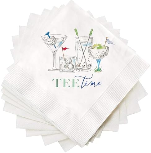 Servilletas de Cóctel Tee Time Golf – Paquete de 50, Divertidas Suministros para Fiestas de Golf, Servilletas Desechables de 2 Capas para - imagen 1