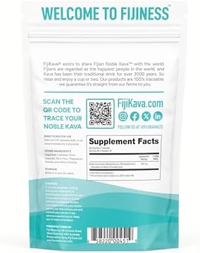 Cápsulas de Kava Noble FijiKava, 600mg de Kavalactonas por porción, suplemento vegano y no transgénico para relajación y sueño, 60 cápsulas - imagen 2