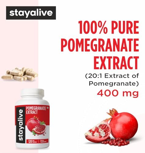 Cápsulas de Extracto de Granada STAY ALIVE, 20:1 Super Extracto con 40% Ácido Elágico, 120 Contenido, Suplemento Natural Sin OGM y Sin Gluten para - imagen 3