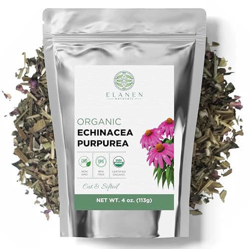 Echinacea Purpurea Orgánica 4 oz. (113g) - Té Seco Certificado USDA, Hierba de Calidad Premium, Flor de Cono Púrpura, Cortada y Tamizada - imagen 1