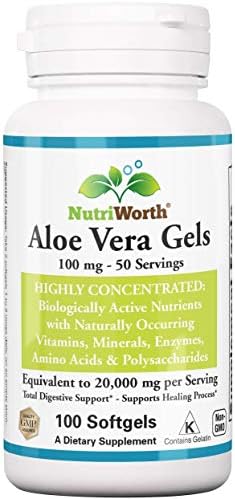 Suplemento de Aloe Vera NutriWorth (100 Cápsulas Blandas) 20,000mg Equivalente a Gel Puro – Hecho con Aloe Vera Orgánico - imagen 1