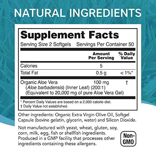 Suplemento de Aloe Vera NutriWorth (100 Cápsulas Blandas) 20,000mg Equivalente a Gel Puro – Hecho con Aloe Vera Orgánico - imagen 3
