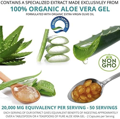 Suplemento de Aloe Vera NutriWorth (100 Cápsulas Blandas) 20,000mg Equivalente a Gel Puro – Hecho con Aloe Vera Orgánico - imagen 4