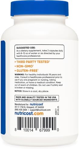 Cápsulas de Corteza de Sauce Blanco Nutricost (1200 mg por Porción) 120 Cápsulas - 60 Porciones - imagen 4