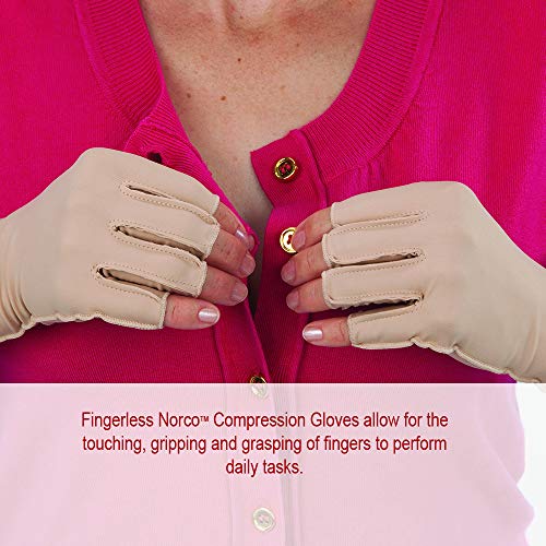 Guante de Compresión Terapéutica Norco para Edema. Indicado para Hinchazón y Dolor por Artritis. Sin Dedos. Tela Suave y Elástica. Costuras - imagen 3