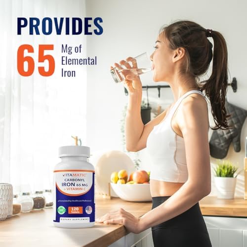 Suplemento de Hierro Carbonilo Vitamatic 65 mg con Vitamina C – Suplemento Suave para Energía y Soporte Inmunológico – Alta Absorción – 120 Tabletas - imagen 4