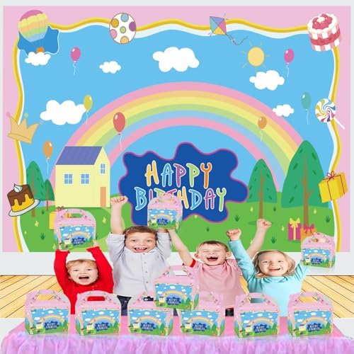 Decoraciones de Cumpleaños YOOUUQIAN de Cerdito Cartoon, 12 Pzs de Cajas de Regalo Anime Rosadas para Fiestas de Niños y Niñas - imagen 2