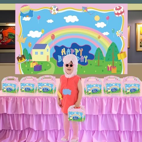 Decoraciones de Cumpleaños YOOUUQIAN de Cerdito Cartoon, 12 Pzs de Cajas de Regalo Anime Rosadas para Fiestas de Niños y Niñas - imagen 3