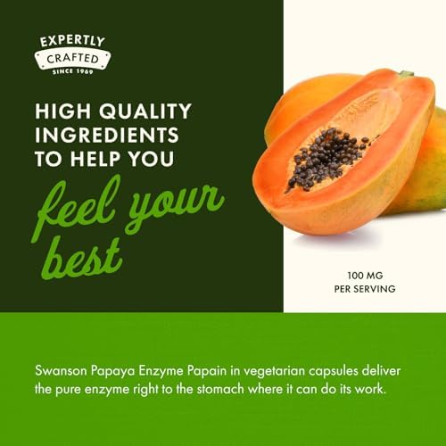 Swanson Papain Enzima de Papaya 100 Miligramos 90 Cápsulas Veganas - imagen 5