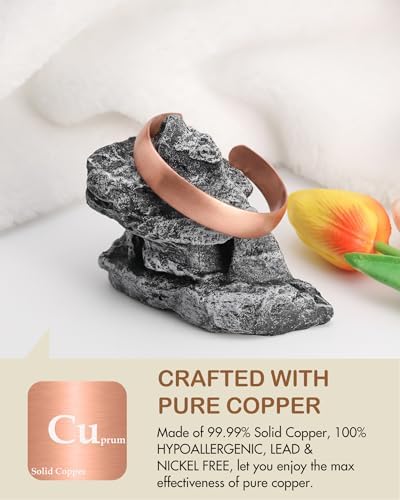 Pulsera de Cobre Puro Feraco para Hombre y Mujer, 99.99% Cobre Real, Brazalete Tibetano Ajustable, Joyería Hecha a Mano, Regalo Ideal - imagen 4