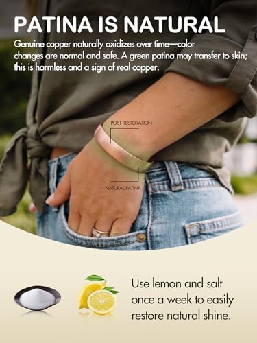 Pulsera de Cobre Puro Feraco para Hombre y Mujer, 99.99% Cobre Real, Brazalete Tibetano Ajustable, Joyería Hecha a Mano, Regalo Ideal - imagen 6