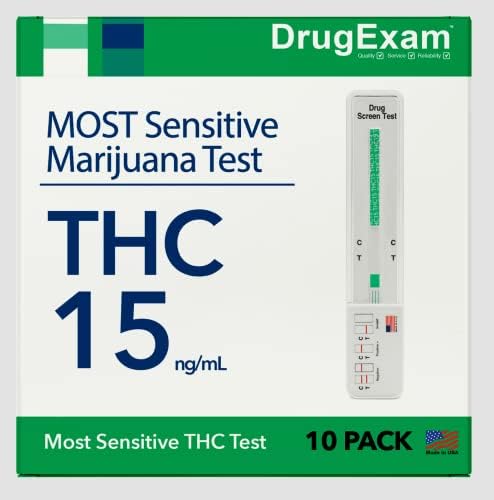 Paquete de 10 - Prueba de Marihuana DrugExam (THC) 15. Tiras de Prueba de Orina. - imagen 1