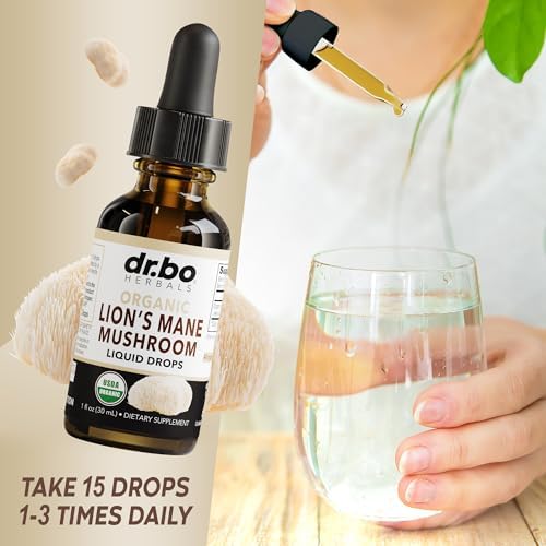 Gotas de Suplemento de Hongo Melena de León - Tinctura Líquida Orgánica para Enfoque y Salud Cerebral - Suplemento Vegano de 1oz - imagen 7