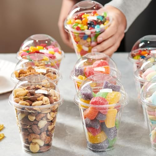 Vasos Plásticos Transparentes GUSTO de 12 oz con Tapas de Domo, 50 Piezas (Sin Agujero) - Perfectos para Smoothies, Malteadas y Bebidas para Llevar - imagen 6