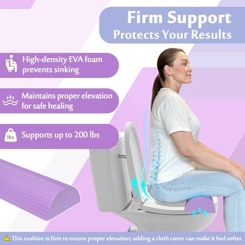 Cojín AOSSA para BBL, Elevador de Inodoro y Asiento para Recuperación de Aumento de Glúteos, Almohada de Espuma Morada para Sentarse - imagen 3