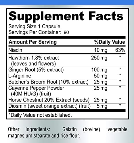 Suplemento para la Circulación YUMMYVITE - Con Espino, Rusco, Castaño de Indias, Arginina, Diosmina, Tratamiento para Varices - 90 Cápsulas - imagen 6